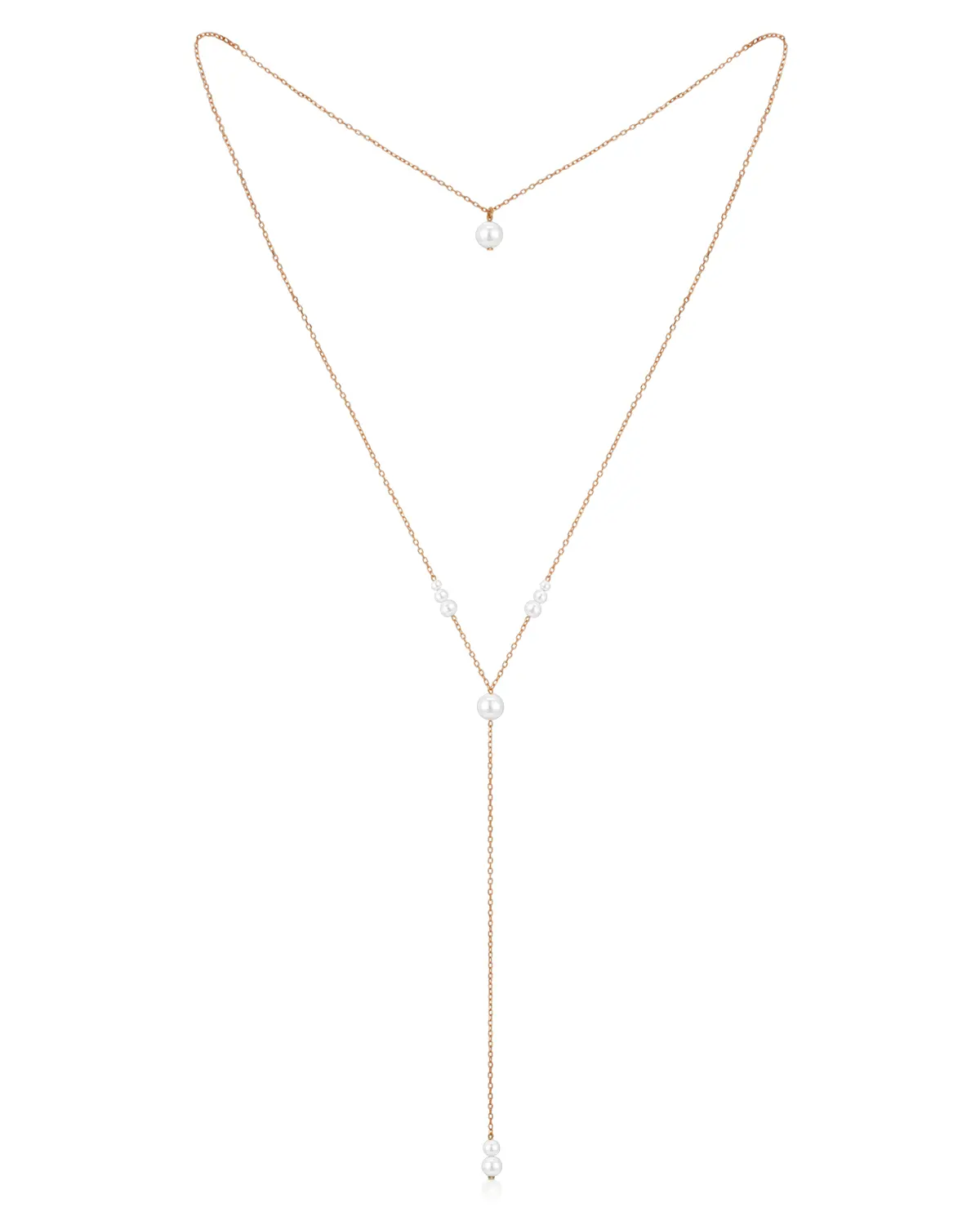 Produktansicht der filigranen Rückenkette Annouk in Y-Form aus 925 Sterling Silber mit 18K-Rosévergoldung