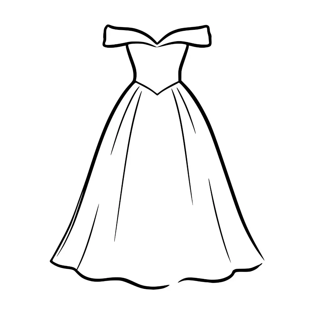 Minimalistisches Line Art Icon eines Hochzeitskleids als Kennzeichnung für edlen Brautschmuck zeitlose Hochzeits-Accessoires von Sternenauge