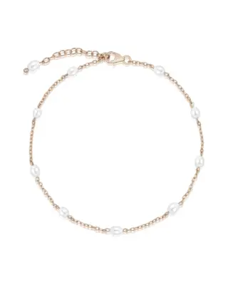 Roségoldfarbene Fußkette mit Süßwasser-Zuchtperlen Felicitas aus 925 Sterling Silber von Sternenauge