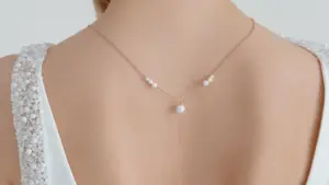 Brautschmuck für den Rücken, elegante Perlenkette für tiefe Rückenausschnitte beim Brautkleid