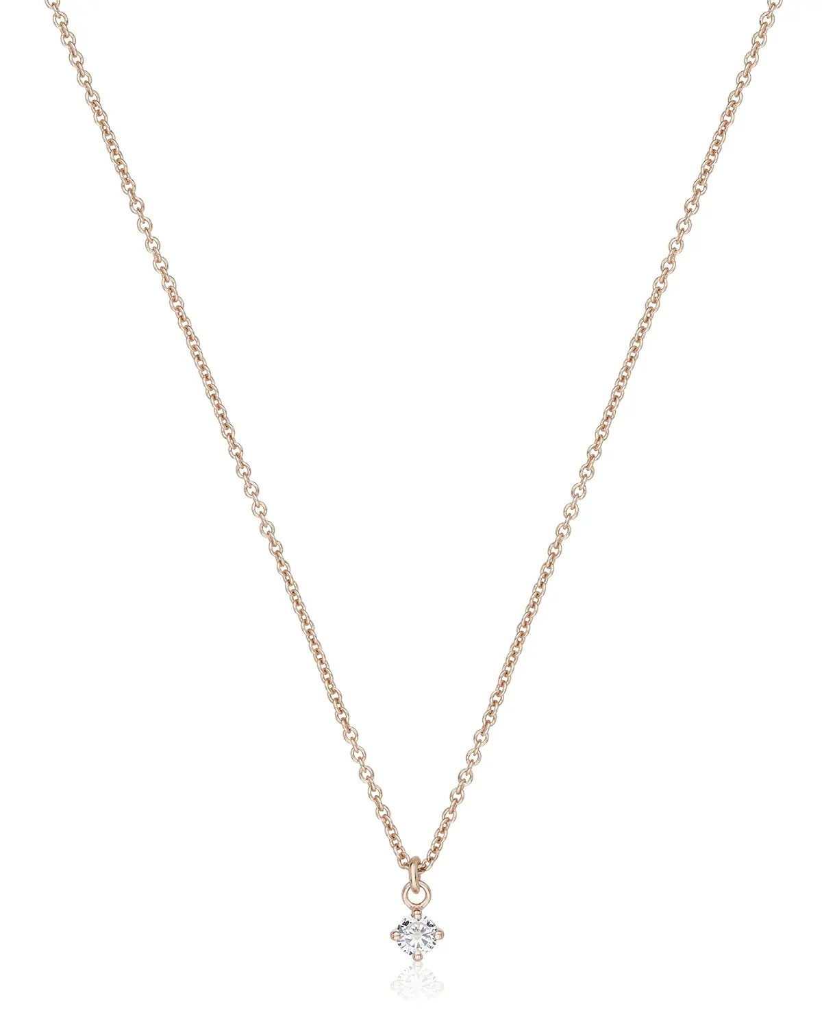 Zarte Halskette mit kleinem Zirkonia Anhänger für die Braut aus 925 Sterling Silber mit 18K-Rosévergoldung von Sternenauge